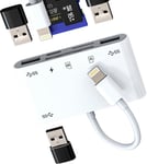 Adaptateur OTG pour iphone(6en1)pour Apple Chargeur Lightning Jack Câble vers USB Mémoire Externes Lecteur Carte SD TF ipad Appareil Photo Memoire Card Micro Caméra Reader 14 13 12 11promax Accessoire