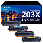 GPC Image 203X Compatible Toner Cartridges Replacement for HP 203X 203A CF540X Compatible with Color Laserjet Pro MFP M281fdw M281fdn M280nw M254dw M254nw M254dn(Black Cyan Magenta Yellow, 4-Pack)