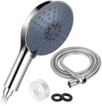 Pommeau Douche avec 1.5m Tuyau de Douche, Douchette de Grande Taille (15cm de diamètre), Douche à main Haute Pression, 7 Modes Economiseur d'eau pour Spa de Massage de Salle de Bain