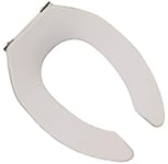 Bath Décor 4F1E5C-00 Commercial Slow Close Extra Heavy Duty Elongated Open Front Less Cover Toilet Seat with Chrome Finish Metal Hinge for Ease of Cleaning and Hygienic Requirements, White