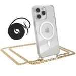 Magsafe phone chain for Apple iPhone 15 Pro Max cover Metal Gold Cord Black