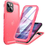 Cozycase Coque Pour iPhone 12 Mini Étanche Antichoc - 360 degres Incassable Militaire Rigide Intégrale Case/Bumper/Housse 【IP68 Waterproof/Imperméable】 Etui Anti Choc Eau avec Protection Camera - Rose