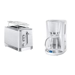 Russell Hobbs Toaster Grille Pain XL, Contrôle Brunissage, Décongéle, Réchauffe, Chauffe Viennoiserie - Blanc 24370-56 Inspire & Machine à Café, Cafetière Filtre 1,25L - Blanc 24390-56 Inspire