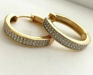 Yellow gold finish hoop created diamond Hoop earrings gift idea Free Post