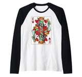 Halloween Zombie King of Hearts Scary Card Design Raglan Baseball Tee