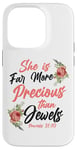 iPhone 14 Pro Christian Bible Verse Quote Rose Flower Proverbs 31:10 Case