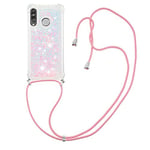 MRSTER Lanyard Housse pour Huawei P30 Lite Coque, Bling Liquide Paillette Silicone Antichoc Kawaii Etui Housse avec Cordage Lanyard Case pour Huawei P30 Lite. LP Star Pink