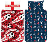 Its Coming Home Single Duvet Cover England Football Design Reversible Bed Set