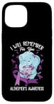 iPhone 15 I Will Remember You Alzheimer's Awareness Purple Elephant Case