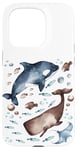 Coque pour iPhone 15 Pro Orca Whale Motif For Kids With Ocean Fish Pattern Cute Fishy