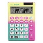 Calculatrice de bureau - 12 chiffres - Piles et solaire - Sunset - Jaune Rose Mi