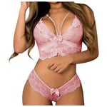 Moent Lace Underwear Set,Women Plus Size Lingerie Corset Floral Bralette Bra Two Piece Underwear,Valentine's Day Intimates(Pink,M)