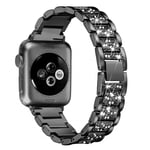 Apple Watch Series 4 40mm tekojalokivi koristeltu ketju vaihto ranneke ruostumattomasta teräksestä - Musta