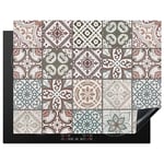 KitchenYeah© Protege Plaque Tapis Pour Induction 77x59 cm Décoration Cuisine Protection Vitrocéramique Pour Cuisiniere Mosaïque - Marron - Motif - Carreau - 77x59 cm