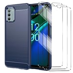 Case Compatible with NOKIA G42 5G Cover with 3 Pack Tempered Glass Screen Protector for NOKIA G42 5G, Slim Fit Soft TPU Shockproof Anti-Scratch Phone Case Cover - Navy