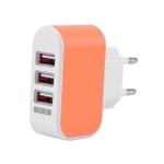 Stuff Certified® Triple (3x) USB-portti iPhone / Android 5V - 3.1A Seinälaturi Seinälaturi AC Home Oranssi