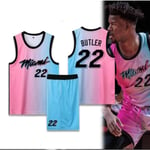 Basketbolltröjor Sportkläder Jimmy Butler Miami Heat Nr 22 Basketbolltröjor Vuxna Barn Fotbollströjor Gradientfärger-WELLNGS Gradient colours Adult 3XL（175-180cm）