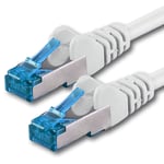 1x 5,0 M - Câble Réseau Cat-6a Câble Ethernet Lan Patch Connecteur Rj-45 Sftp 10gb/S - 1 Pièce Blanc