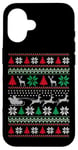 Coque pour iPhone 16 Pull de Noël moche rétro avec traîneau de Père Noël volant renne volant