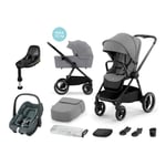 Kinderkraft platinum Pebble FamilyFix Barnevogn NEA 2in1 grå inkl. MAXI COSI bilbarnestol S Tonal Graphite og basestasjon S Black