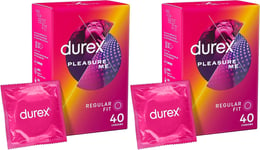 Durex Ribbed & Dotted Pleasure Me Latex Condoms x 80 (2 x 40 Pack)