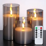 Lot de 3 bougies led sans flamme, bougies à piles, bougies piliers, fonctionnant sur piles avec télécommande et minuterie, bougies électriques,