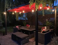 PURPLE LEAF Pergola avec Guirlande Lumineuse Exterieure Pergola Jardin Exterieur 4 x 3 m Tissu Teint en Fil, Pergola Aluminium Toit Rétractable, Rouge Rouille