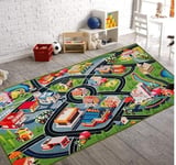 Booooom Jackson Tapis Enfant Chambre Voiture Route Tapis Jeu Coloré,Tapis Circuit Dos Antidérapant,Tapis De Jeux Enfant avec Routes Tapis Poils Ras Facile à Nettoyer,Tapis Salle De Jeux Enfant