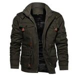 WYYSYNXB Automne Et Hiver Hommes Encapuchonné Pur Coton Veste Fermeture Éclair Plus Cachemire Épaissir Garder Au Chaud Mi-Longueur Moto Veste Manteau M-4XL Code,Vert,XXL