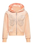 Velour Hoodie With Rhinest S Tops Sweat-shirts & Hoodies Hoodies Orange Lindex