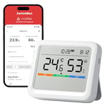 SwitchBot Thermometer, Temperature and Humidity Meter with Date and Time, Outdoor Sensor Required for Weather Stations Function, Free Data Storage Export