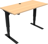 VersaStand, To-bens hæve-/sænkebord, firkantet, natur/sort, H122x120x60 cm, bøg
