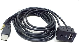 Câble d'extension avec Port USB 3,5 mm pour Prise auxiliaire de Voiture, Panneau de Montage, Prise Jack mâle, Adaptateur encastré.[V296]