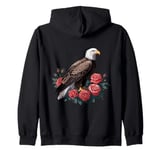 bald eagle rose vintage floral art Zip Hoodie