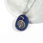 Stone Pendant Necklaces For Women,Silver Chain Irregular Oval Natural Lapis Lazuli Stone Religious Spiral Japanese Reiki Power Stone Pendant Jewelry Gifts Anniversary Birthday Gift For Her Wife Girl