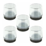 5x embout de tube chaise patin meuble transparent rond avec semelle feutre pied anti-rayure anti-bruit, 18mm