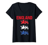 Womens England Football Patriotic English Lions V-Neck T-Shirt