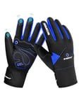 NBIKE Gants Velo VTT Ski Hiver Homme Cyclisme Tactiles Chaud Travail Thermique Femme Chauffant Anti-Froid Coupe-Vent impremeable Rembourré Polaire Sports Bleu L