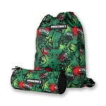 2-Pack Minecraft TNT Sketch Creeper Premium Gympapåse Skoväska Med Pennfodral multifärg