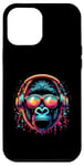 Coque pour iPhone 12 Pro Max Monkey DJ Disco Music Lover Gorilla Chimpanzee Casque audio