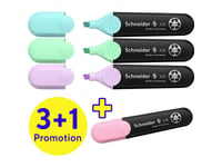 Schneider Skrivinstrument Tekstmarker Överstrykningspenna Job Pastell 4-Pack Assorterat, 3+1 Kampanj 115074 1 St