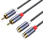 SOOMFON Phono to Phono RCA Cables 2RCA Male to 2RCA Female Stereo Audio Cable 3M Red and White Leads HiFi Sound 24K Gold Plated Connector RCA Cable Compatible with Amplifier DVD Player Speaker