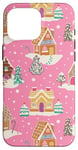 iPhone 16 Pro Max Preppy Pink Christmas Gingerbread House and Xmas Tree Winter Case