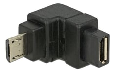 Delock USB Typ Micro-B ur - Micro-B naa, adapteri, alaspäin, musta