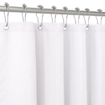 Rideau de Douche Lin avec Anneaux en Métal Rideau de Douche Baignoire Anti Moisissure Tissu Rideau Salle de Bain Robuste pour Baignoire Cabine de Douche, Ourlet Lesté - 182x182CM (Blanc)