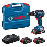 Bosch Professional 18V System GSB 18V-55 Cordless Combi Drill (Brushless Motor, 55 Nm, 1,750 RPM, incl. 3X 4.0 Ah ProCORE Batteries, Charger GAL 18V-40, in L-Case)