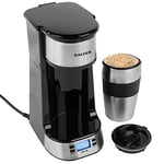 Salter EK2732 Personal Coffee Machine - One Cup Filter Coffee Maker, Includes 420ml Stainless Steel Travel Mug Removable & Washable Filter, Brew Coffee In 3-4 Mins, Compatible With Ground Coffee, 750W
