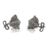 Deakin & Francis Cufflinks Sterling Silver Oxidised Black Stingray