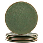 Leonardo Matera 018542 Lot de 6 assiettes en céramique lavables au lave-vaisselle, 6 assiettes rondes en grès Vert Ø 27 cm