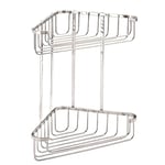 Croydex Chrome Corner Shower Caddy - Large Two Tier Corner Basket with Wall Fixings - Mild Steel Corner Shower Caddy with Deep Baskets - Easy to Maintain, Rust-Free, Wipe Clean Surface